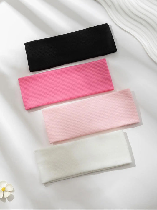 Minimalist Sporty Hair Bands, 4Pcs Solid Color Hair Band, Sweat Absorbing Sports Headband for Running, High Stretch Headband for Yoga, Gym, Sweat Wicking Headband