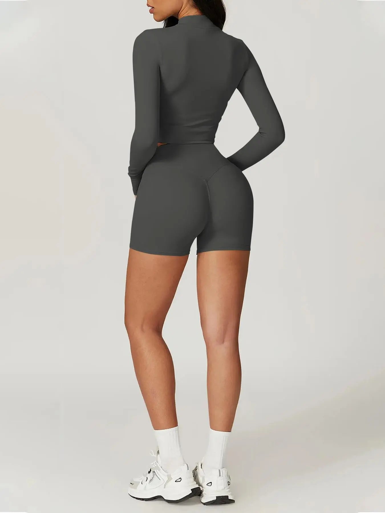 Women'S Plain Tracksuit Set, High Stretch Long Sleeve Thumb Hole Design Zip up Sportswear Set for Summer, Elegant Gym Outfits, Gym Workout Clothes, Sports Fitness Wear, Casual Activewear Set, Athletic Tracksuit Set, Yoga Tracksuit Set
